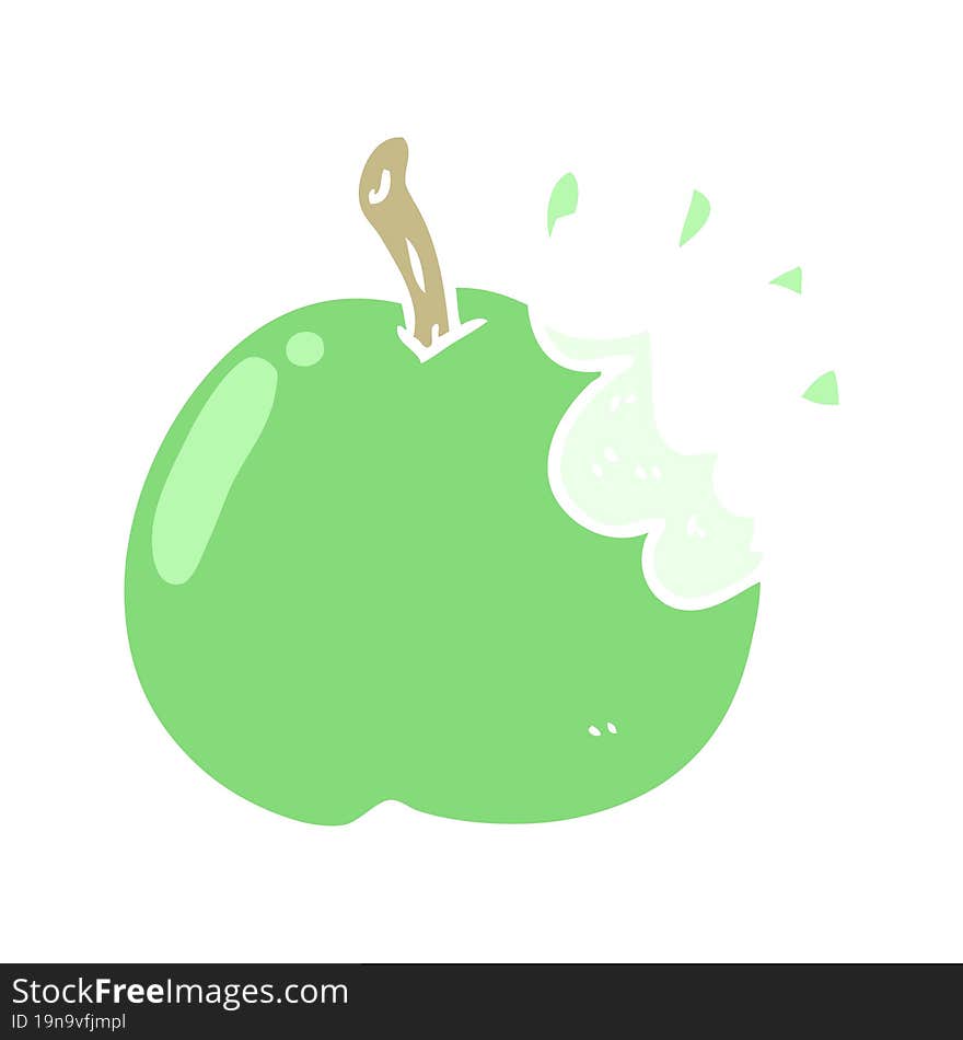 flat color style cartoon fresh bitten apple