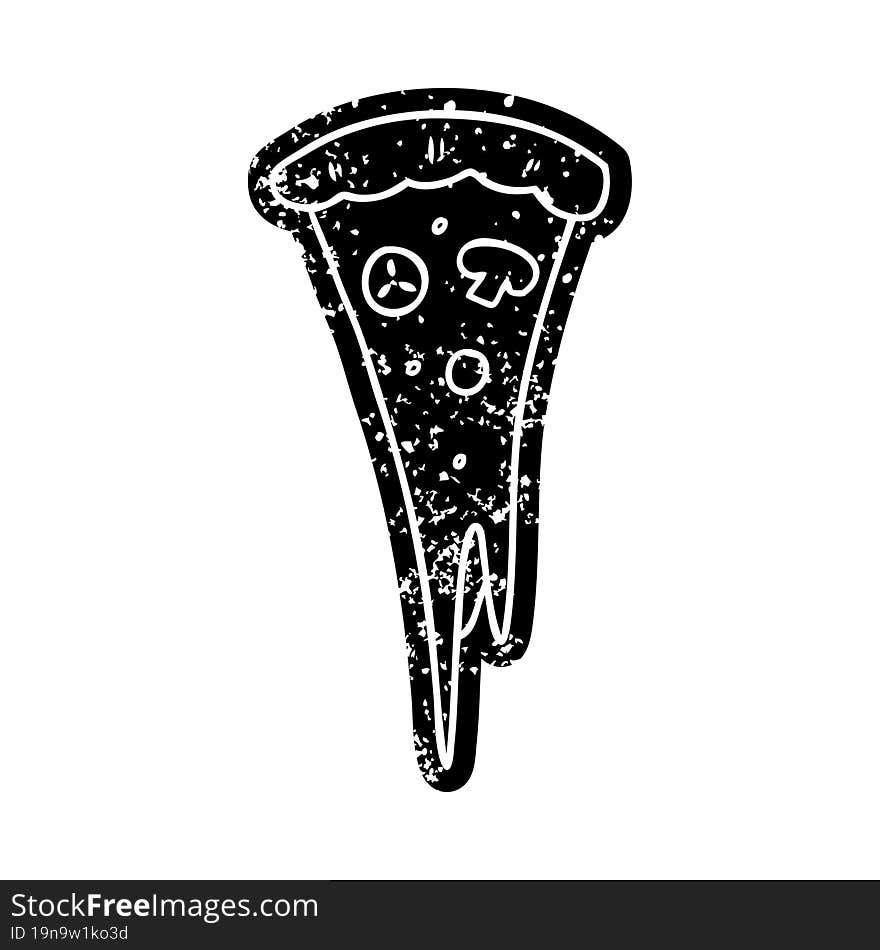 grunge icon drawing of a slice of pizza