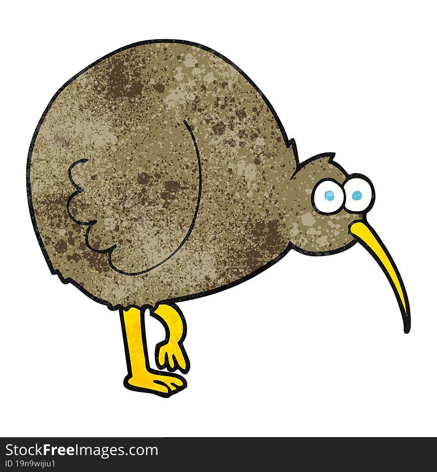 freehand textured cartoon kiwi bird