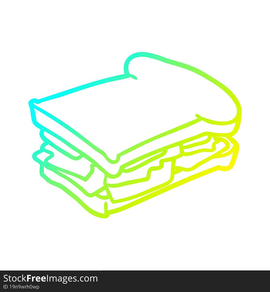 cold gradient line drawing ham cheese tomato sandwich