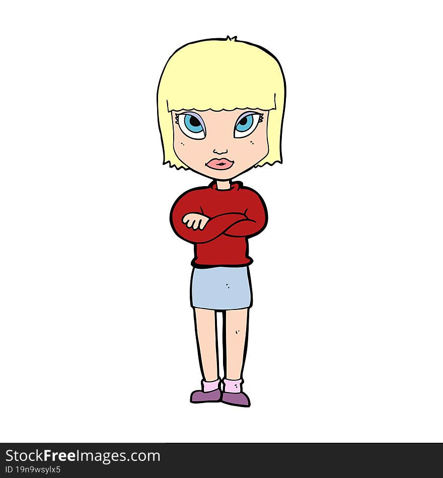 cartoon woman with crossed arms