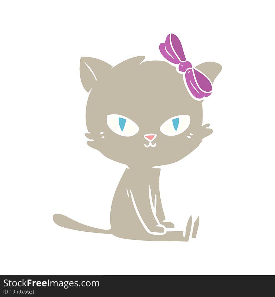 cute flat color style cartoon cat