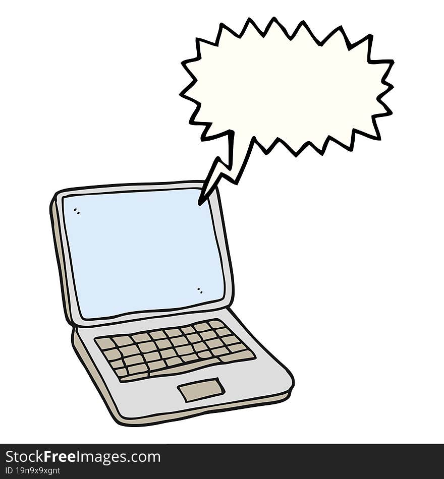 speech bubble cartoon laptop computer