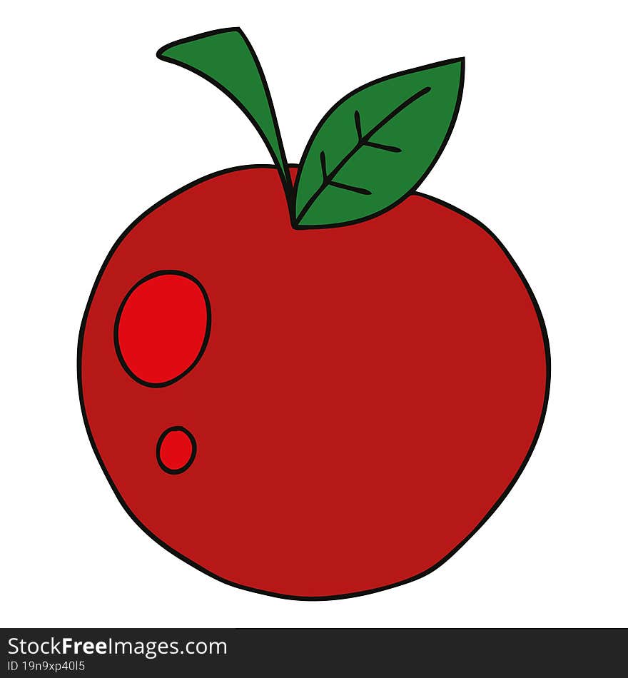 hand drawn quirky cartoon red apple. hand drawn quirky cartoon red apple