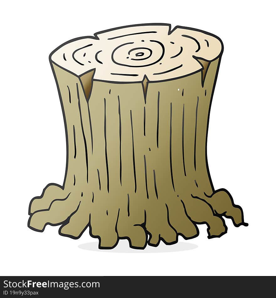 freehand drawn cartoon big tree stump