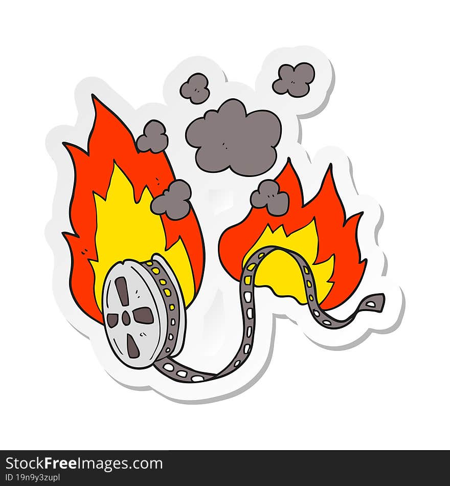 Sticker Of A Cartoon Movie Film Burning