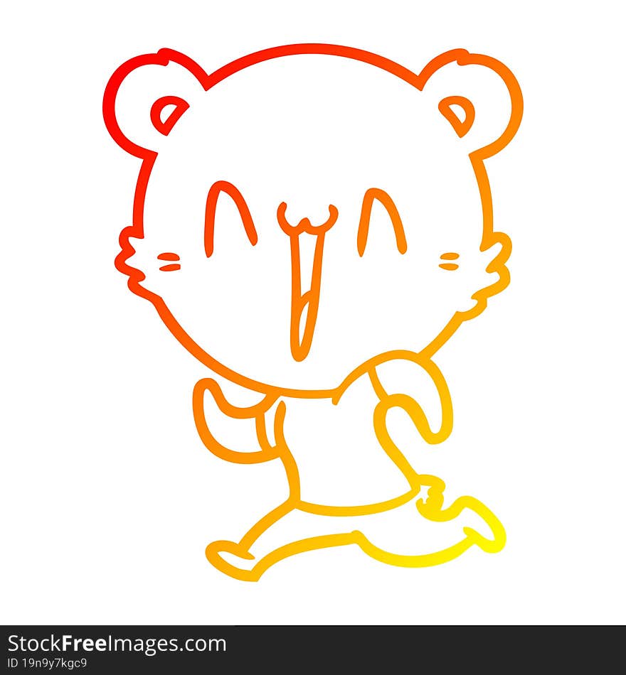 warm gradient line drawing running bear cartoon