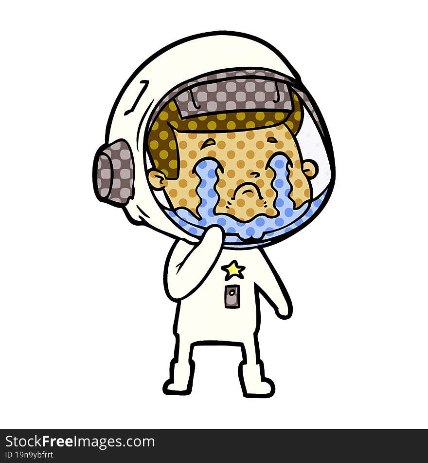 cartoon crying astronaut. cartoon crying astronaut