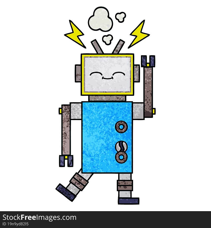 Retro Grunge Texture Cartoon Robot