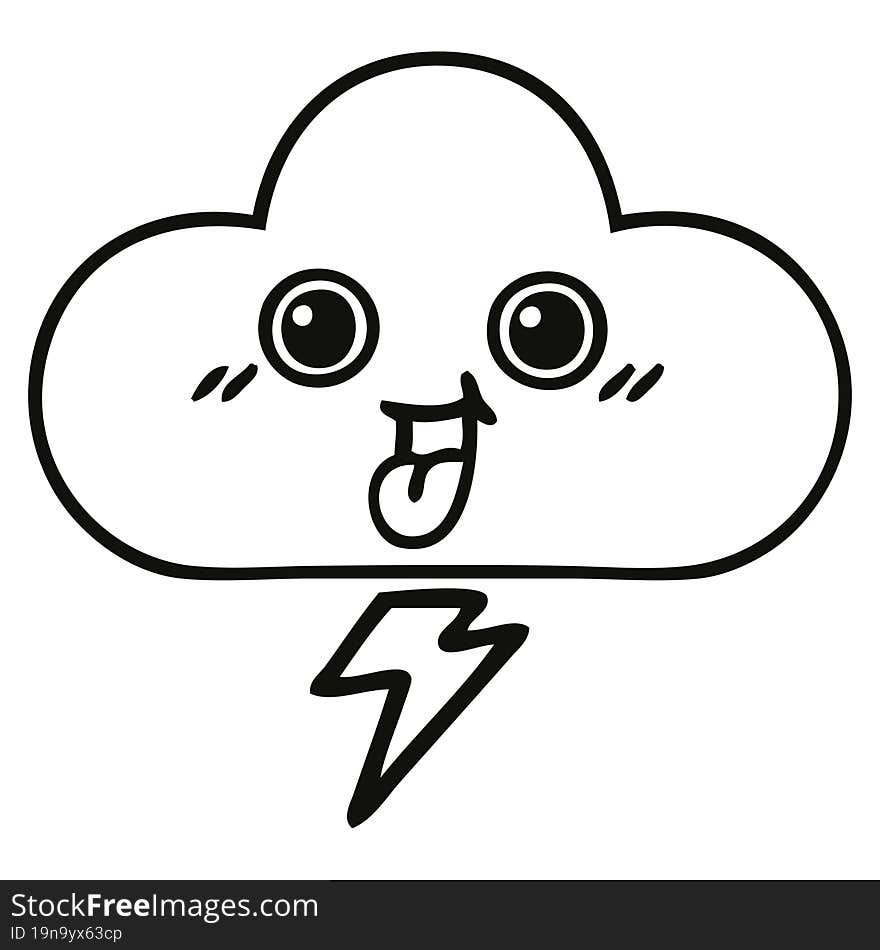 Line Drawing Cartoon Storm Cloud