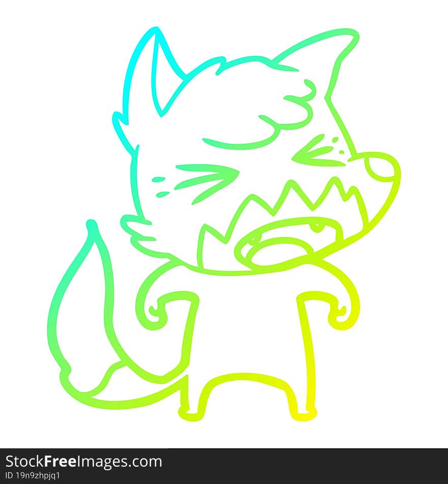 cold gradient line drawing angry cartoon fox