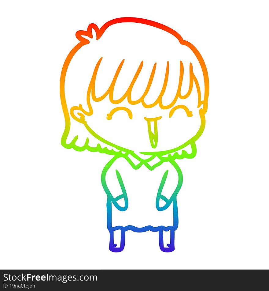 rainbow gradient line drawing of a cartoon woman