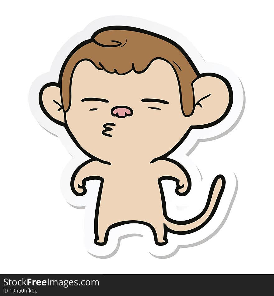 sticker of a cartoon suspicious monkey