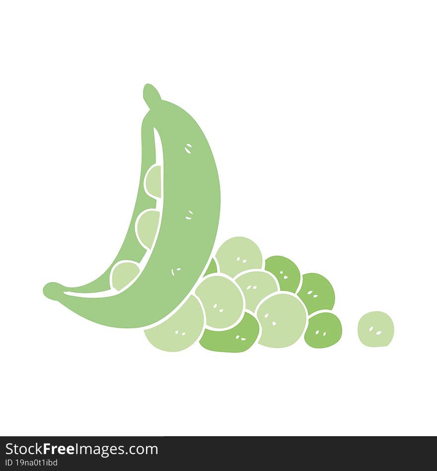 flat color illustration of a cartoon peas in pod