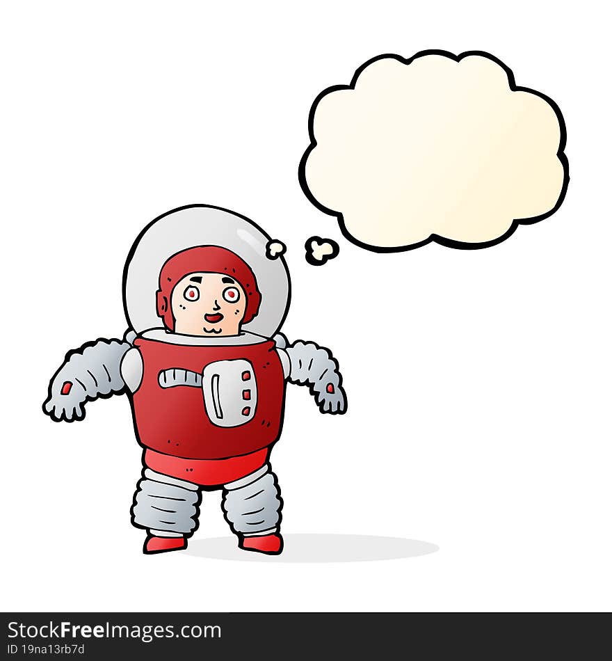 cartoon space man with thought bubble