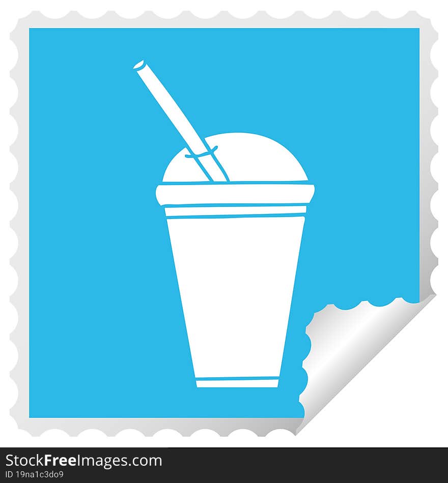 quirky square peeling sticker cartoon soft drink