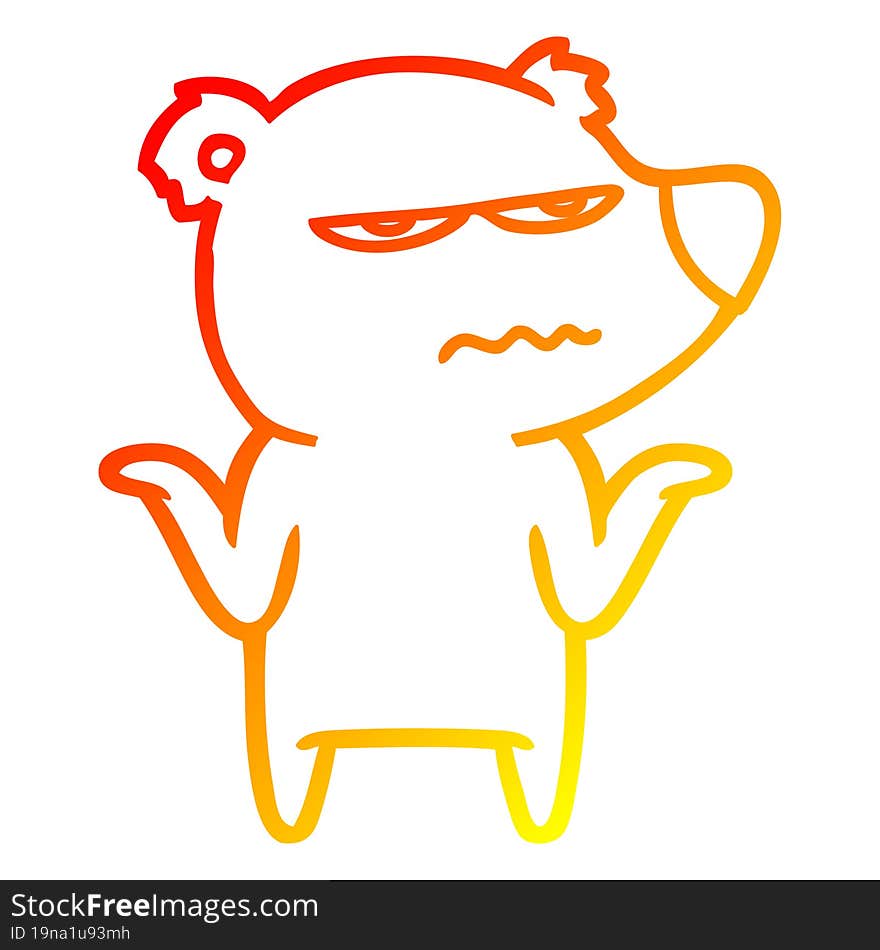 warm gradient line drawing annoyed bear cartoon