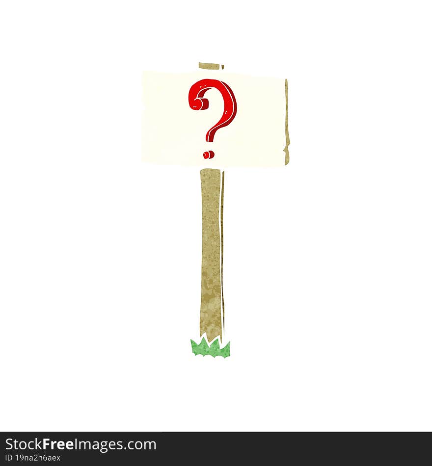 cartoon signpost with question mark