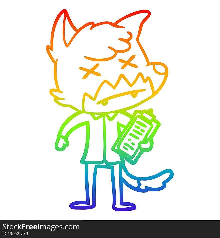 rainbow gradient line drawing cartoon dead fox