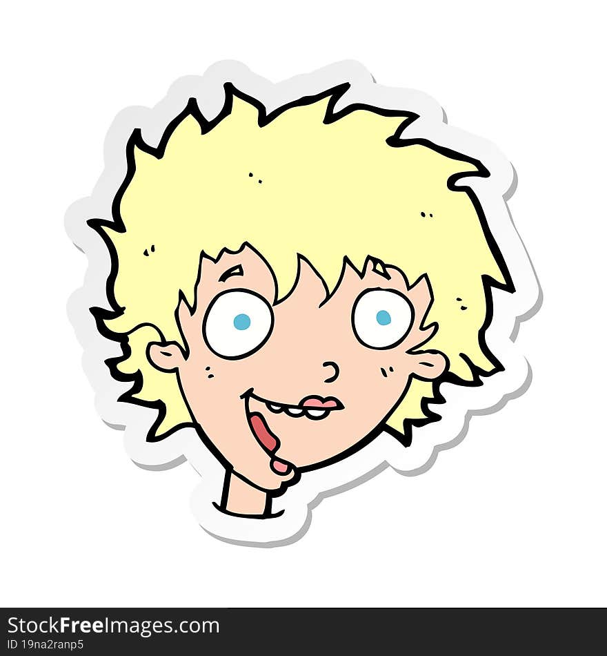 Sticker Of A Cartoon Crazy Excited Woman