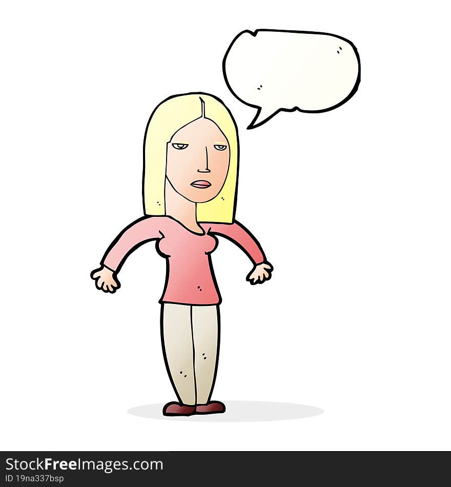 cartoon annoyed woman with speech bubble