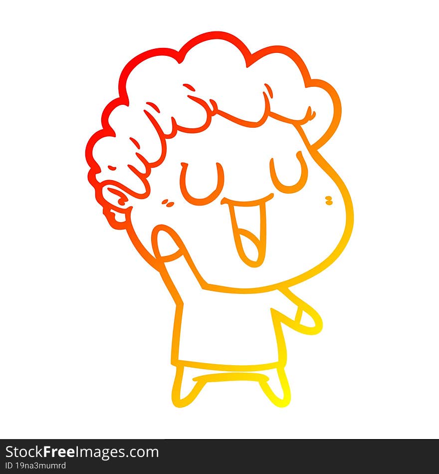 warm gradient line drawing of a laughing cartoon man