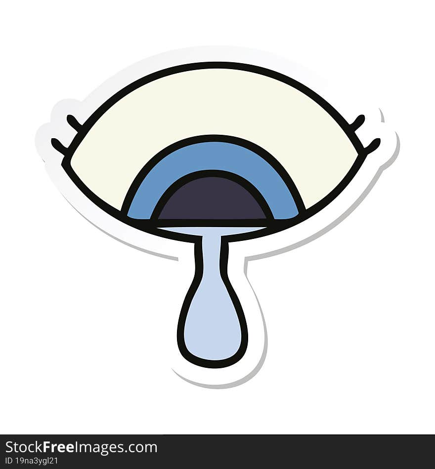 Sticker Of A Cute Cartoon Crying Eye