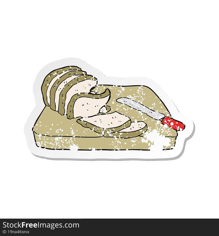 Retro Distressed Sticker Of A Cartoon Sliced Bread