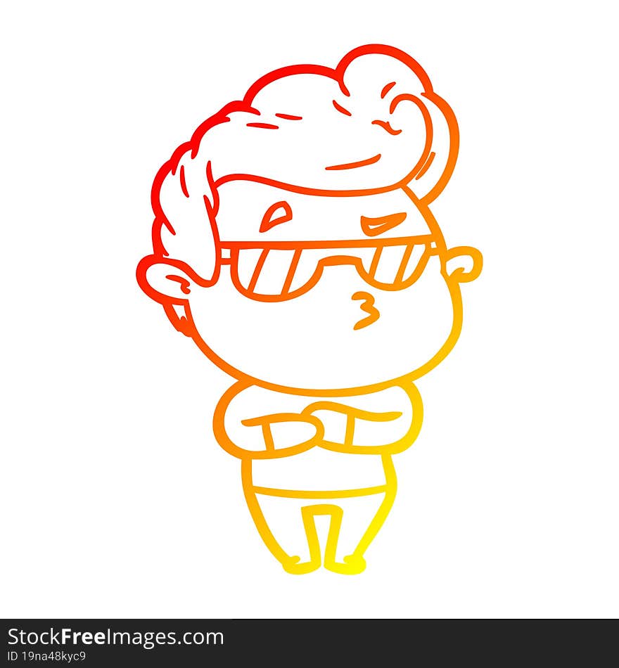 warm gradient line drawing cartoon cool guy