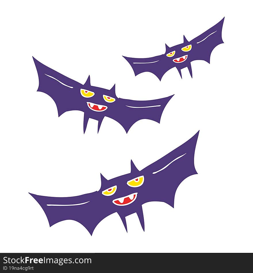 Flat Color Illustration Of A Cartoon Halloween Bat