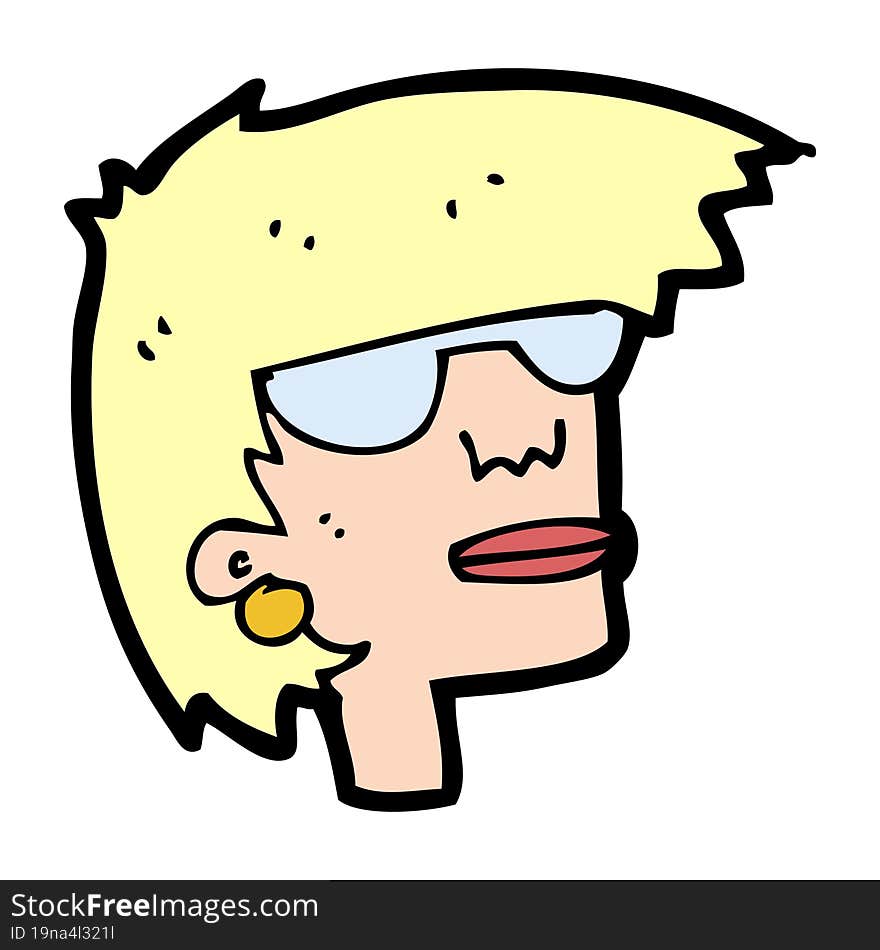 Cartoon Female Face With Glasses