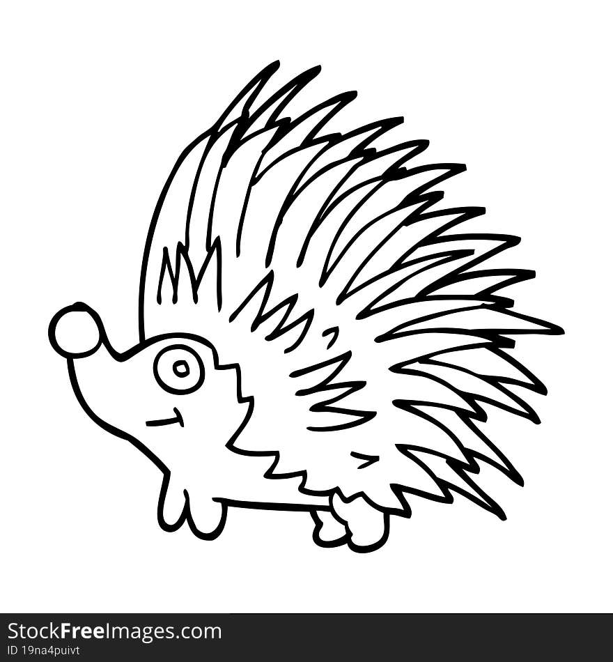 line drawing cartoon spiky hedgehog