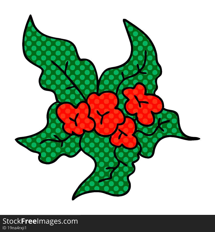 quirky comic book style cartoon christmas flower