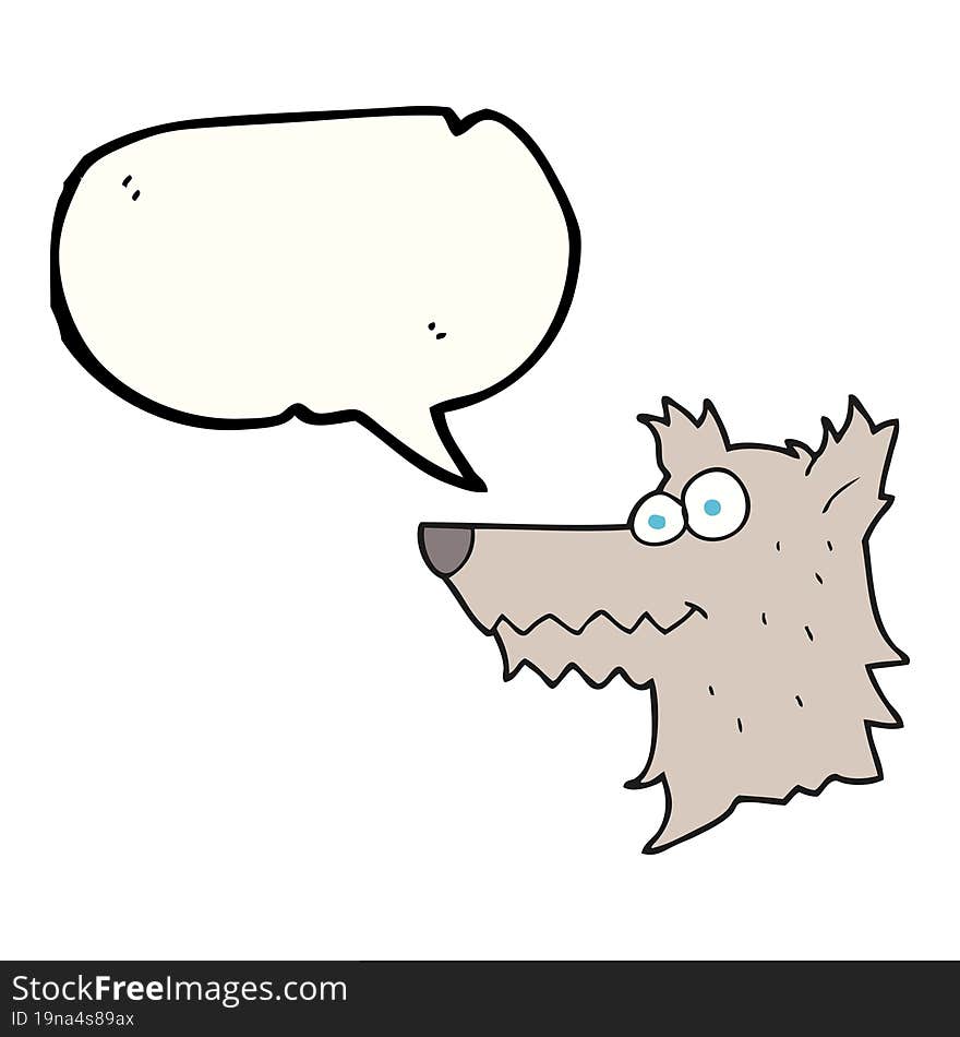 freehand drawn speech bubble cartoon wolf head