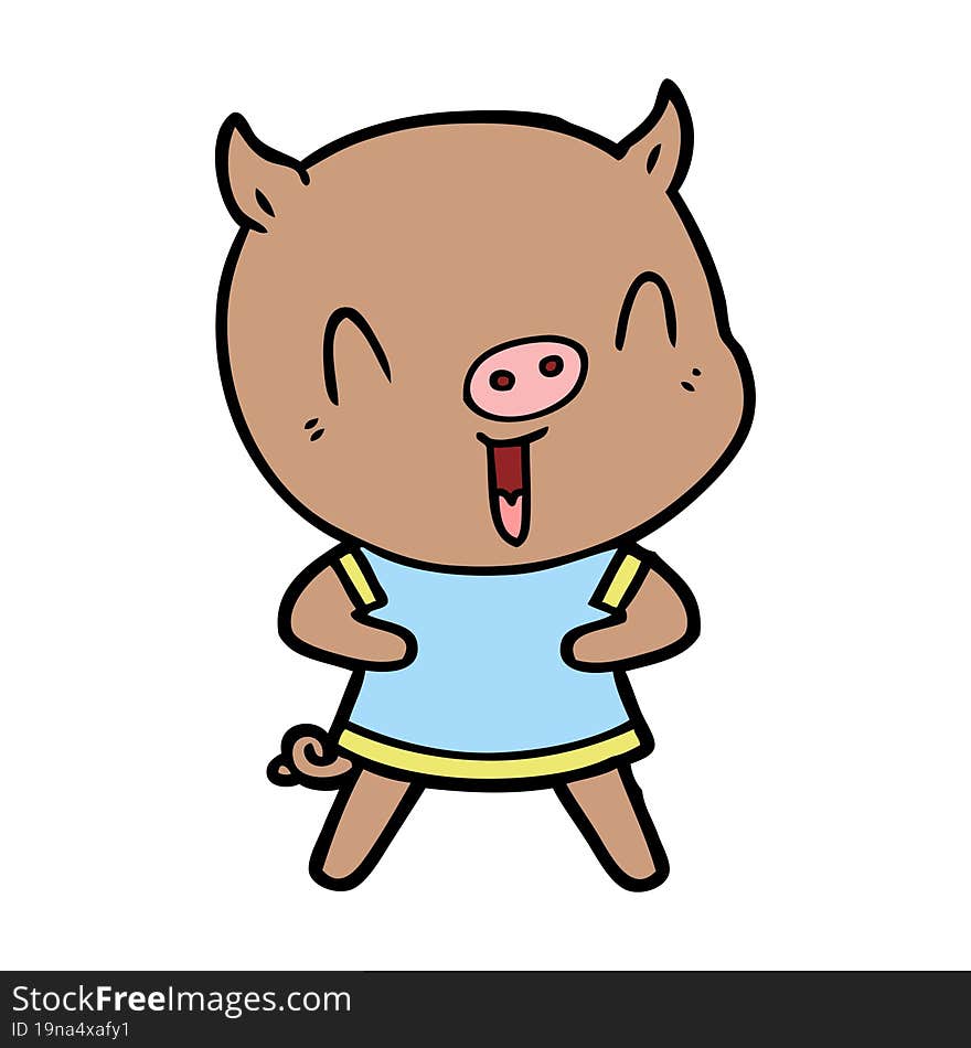 happy cartoon pig. happy cartoon pig