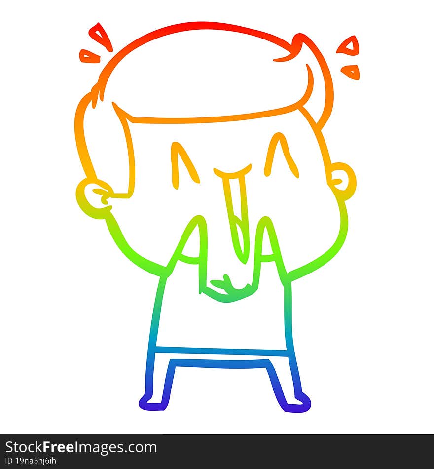 rainbow gradient line drawing cartoon excited man