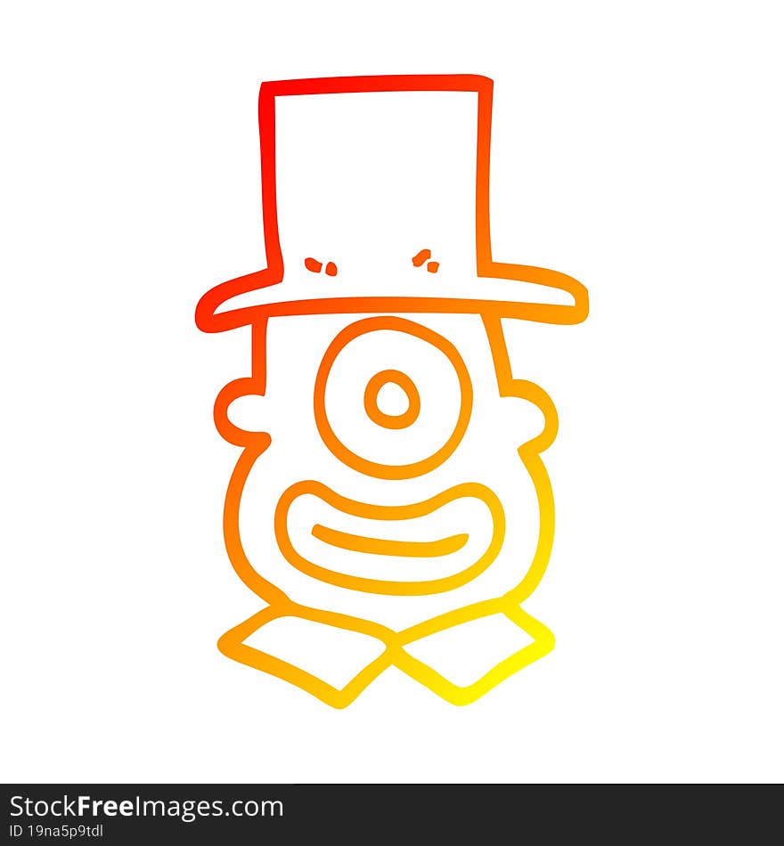 warm gradient line drawing cartoon cyclops in top hat