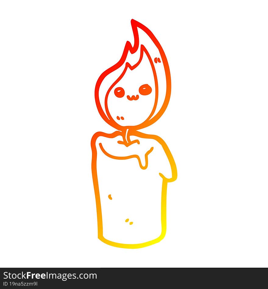 Warm Gradient Line Drawing Cartoon Candle Character