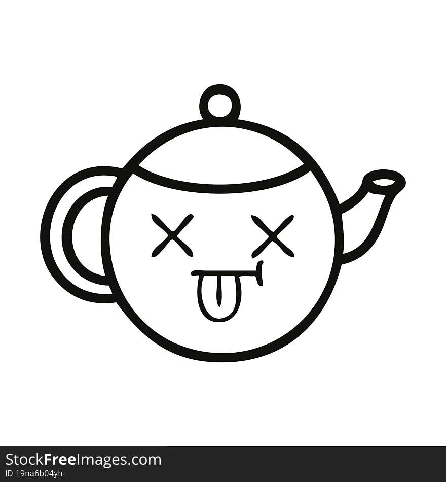 Line Drawing Cartoon Teapot