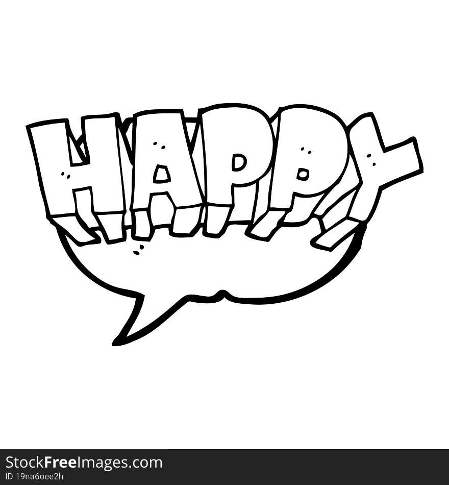 Speech Bubble Cartoon Word Happy