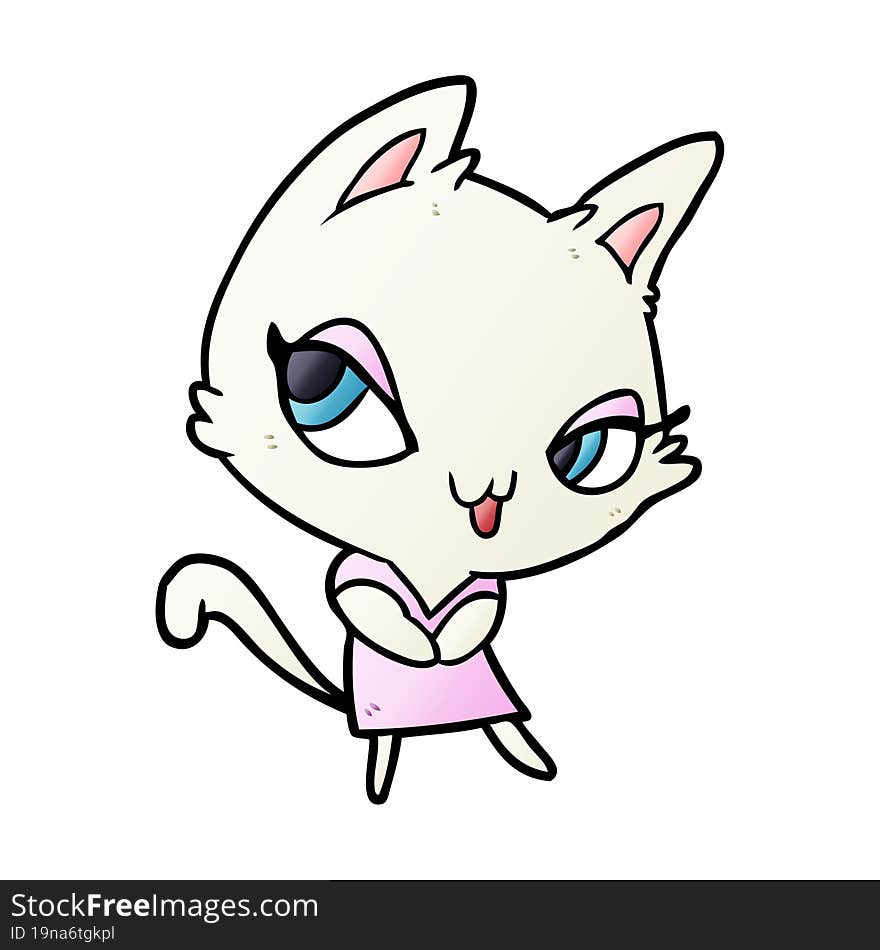 cute cartoon female cat. cute cartoon female cat