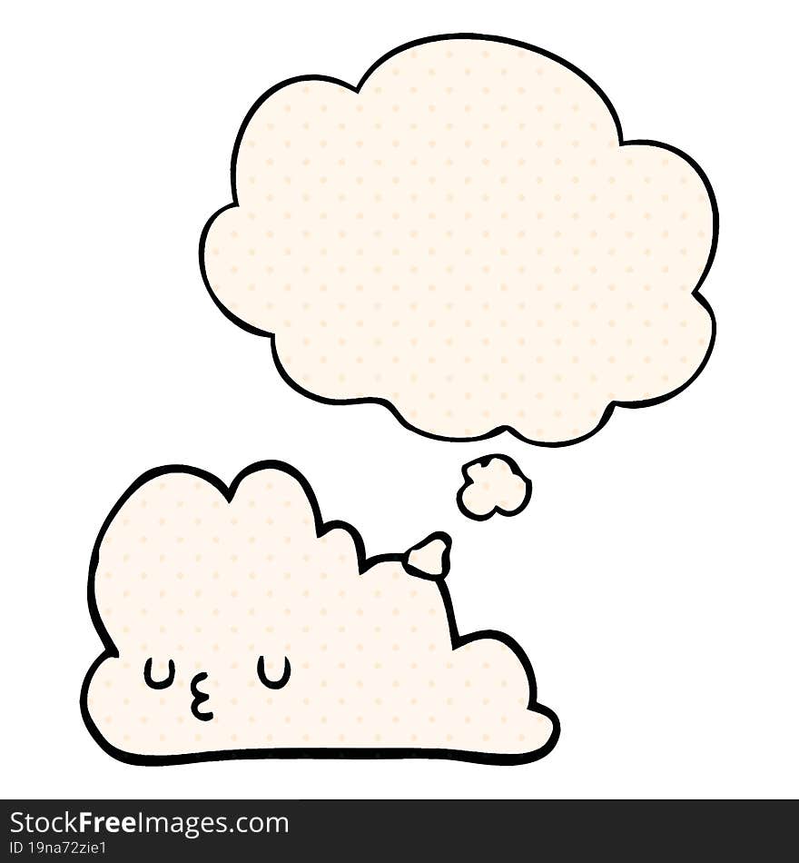 cute cartoon cloud and thought bubble in comic book style