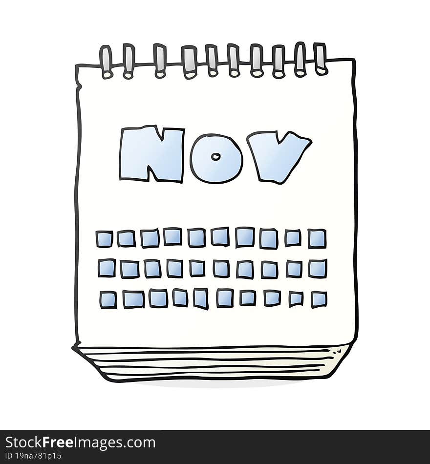 Cartoon Calendar Showing Month Of November