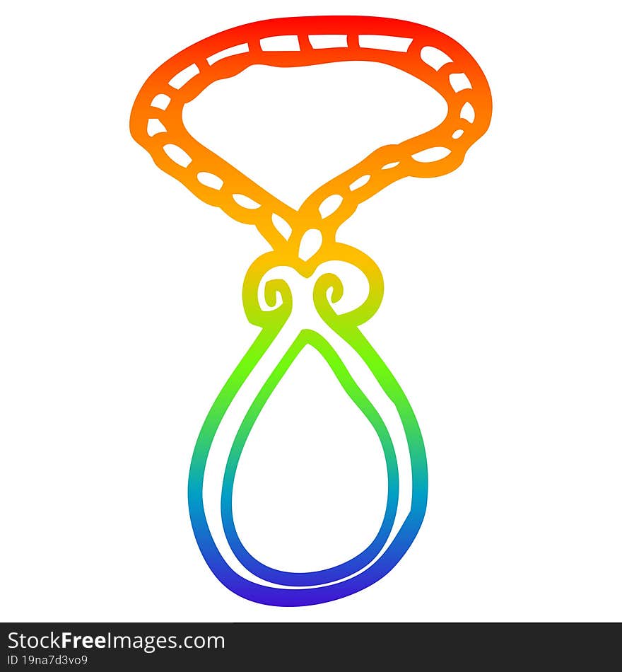 rainbow gradient line drawing cartoon red pendant