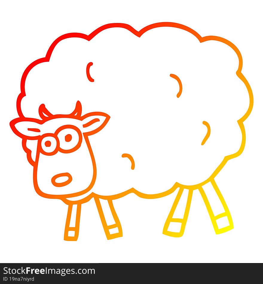 Warm Gradient Line Drawing Cartoon Sheep