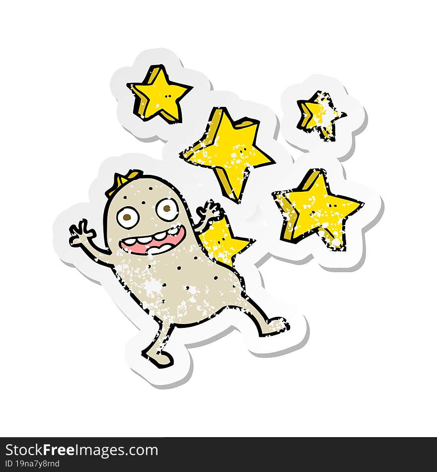 retro distressed sticker of a cartoon magic potato