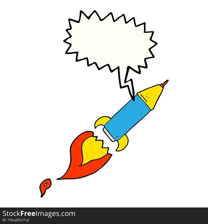 speech bubble cartoon rocket