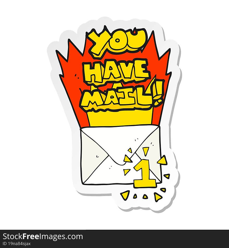 sticker of a cartoon you have mail symbol