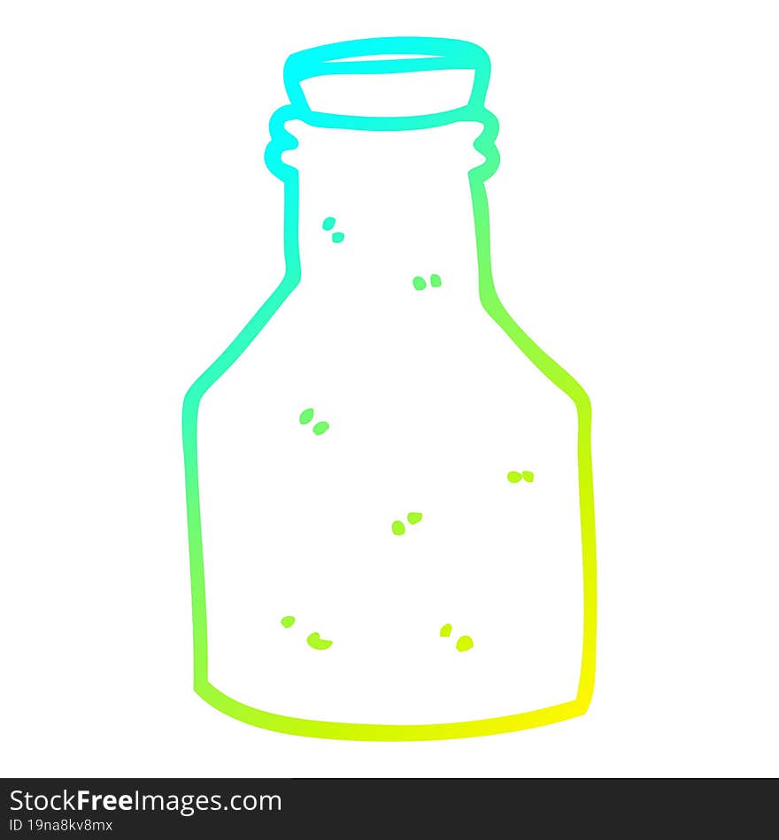 cold gradient line drawing cartoon old ceramic bottle with cork