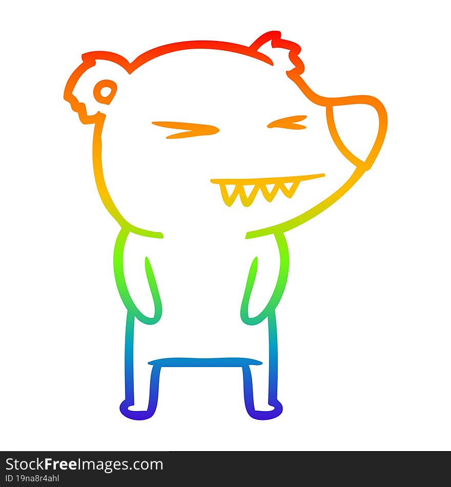 rainbow gradient line drawing angry polar bear cartoon